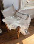 Vintage Reworked White Tulle Bridal Veil with 3D Flowers