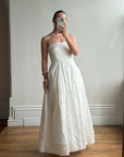 Vintage Y2K Floral Jacquard Strapless Ballgown