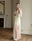 Vintage Y2K Sheer Victoria's Secret Lace Applique Tie Robe