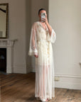 Vintage Y2K Sheer Victoria's Secret Lace Applique Tie Robe