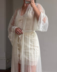 Vintage Y2K Sheer Victoria's Secret Lace Applique Tie Robe