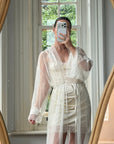 Vintage Y2K Sheer Victoria's Secret Lace Applique Tie Robe