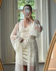 Vintage Y2K Sheer Victoria's Secret Lace Applique Tie Robe