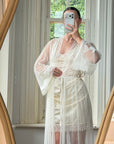 Vintage Y2K Sheer Victoria's Secret Lace Applique Tie Robe
