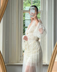 Vintage Y2K Sheer Victoria's Secret Lace Applique Tie Robe