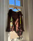 Vintage 90s Chunky Knit Fairy Top with Flowers Rust