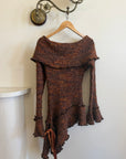 Vintage 90s Chunky Knit Fairy Top with Flowers Rust