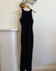 Vintage 90s Velvet Open Back Minimalist Maxi Dress