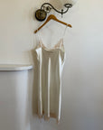 Vintage Y2K Victorias Secret Ivory Satin Champagne Lace & Pink Rosettes Mini Slip Dress