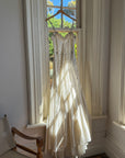 Vintage 90s Italian Crystal and Rhinestone Silk Backless Wedding Gown