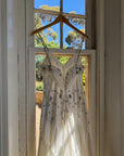 Vintage 90s Italian Crystal and Rhinestone Silk Backless Wedding Gown