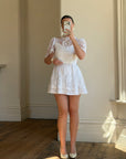 Vintage 70s Prairie Lace Micro Mini Bridal Dress