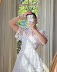 Vintage 70s Prairie Lace Micro Mini Bridal Dress