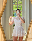 Vintage 70s Prairie Lace Micro Mini Bridal Dress