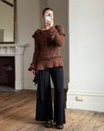 Vintage 90s Chunky Knit Fairy Top with Flowers Rust