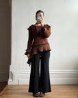 Vintage 90s Chunky Knit Fairy Top with Flowers Rust