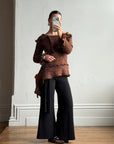 Vintage 90s Chunky Knit Fairy Top with Flowers Rust