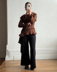 Vintage 90s Chunky Knit Fairy Top with Flowers Rust