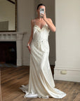 Vintage 90s Italian Crystal and Rhinestone Silk Backless Wedding Gown