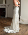 Vintage 90s Italian Crystal and Rhinestone Silk Backless Wedding Gown