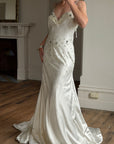 Vintage 90s Italian Crystal and Rhinestone Silk Backless Wedding Gown