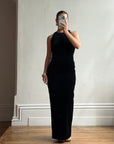 Vintage 90s Velvet Open Back Minimalist Maxi Dress