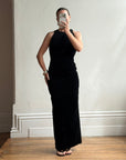 Vintage 90s Velvet Open Back Minimalist Maxi Dress