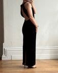 Vintage 90s Velvet Open Back Minimalist Maxi Dress