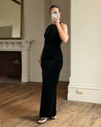 Vintage 90s Velvet Open Back Minimalist Maxi Dress