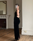 Vintage 90s Velvet Open Back Minimalist Maxi Dress