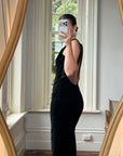 Vintage 90s Velvet Open Back Minimalist Maxi Dress