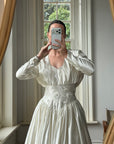 Vintage 90s Australian Made Satin Rosette Basque Waist Ballgown