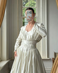 Vintage 90s Australian Made Satin Rosette Basque Waist Ballgown