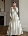 Vintage 90s Australian Made Satin Rosette Basque Waist Ballgown