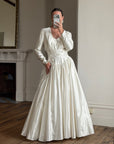 Vintage 90s Australian Made Satin Rosette Basque Waist Ballgown