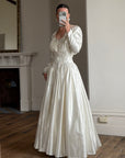 Vintage 90s Australian Made Satin Rosette Basque Waist Ballgown