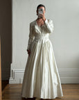 Vintage 90s Australian Made Satin Rosette Basque Waist Ballgown