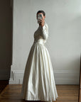 Vintage 90s Australian Made Satin Rosette Basque Waist Ballgown