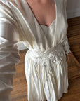 Vintage 90s Australian Made Satin Rosette Basque Waist Ballgown