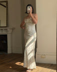 Vintage 90s Iridescent Sequin Bias Slip Dress