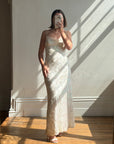 Vintage 90s Iridescent Sequin Bias Slip Dress
