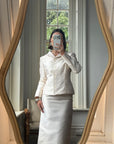 Vintage 90s Dolce & Gabbana Ivory Silk Shantung Two-Piece Bridal Suit