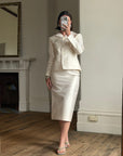 Vintage 90s Dolce & Gabbana Ivory Silk Shantung Two-Piece Bridal Suit
