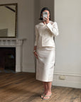 Vintage 90s Dolce & Gabbana Ivory Silk Shantung Two-Piece Bridal Suit