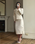 Vintage 90s Dolce & Gabbana Ivory Silk Shantung Two-Piece Bridal Suit