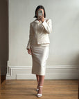 Vintage 90s Dolce & Gabbana Ivory Silk Shantung Two-Piece Bridal Suit