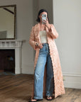 Vintage 40s Blush Quilted Trapunto Silk Satin Coat