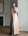 Vintage 40s Blush Quilted Trapunto Silk Satin Coat