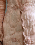 Vintage 40s Blush Quilted Trapunto Silk Satin Coat