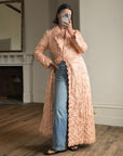Vintage 40s Blush Quilted Trapunto Silk Satin Coat